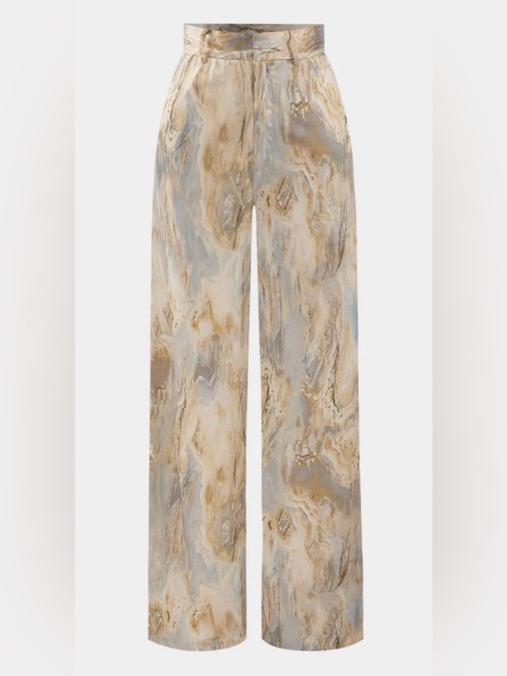 NWT Micas Marble Print High Waisted Full-length Flowy Straight Leg Pants - XXXL